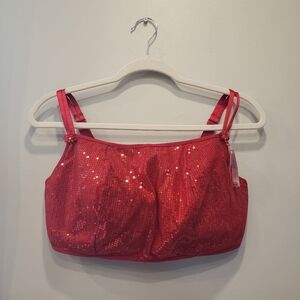 NWT Cacique Sequin Red Cami Bra - Sz 40DDD